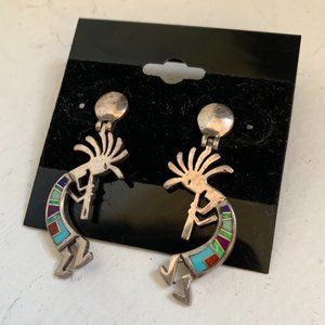 Kokopelli Sterling Silver Turquoise Earrings